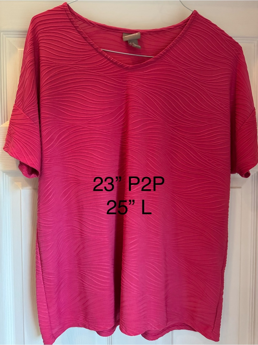 Chico's Wave-Textured Short Sleeve Top - Hot Pink Size 2
